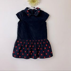 Baby Gap navy and red drop waist polka dot dress 2 piece with Bloomers Sz 2